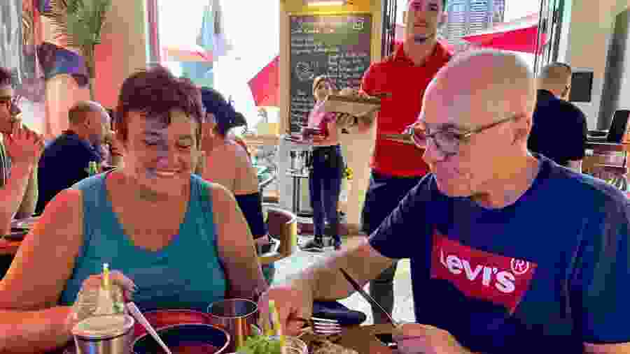 Touristss enjoying Cuban Food
