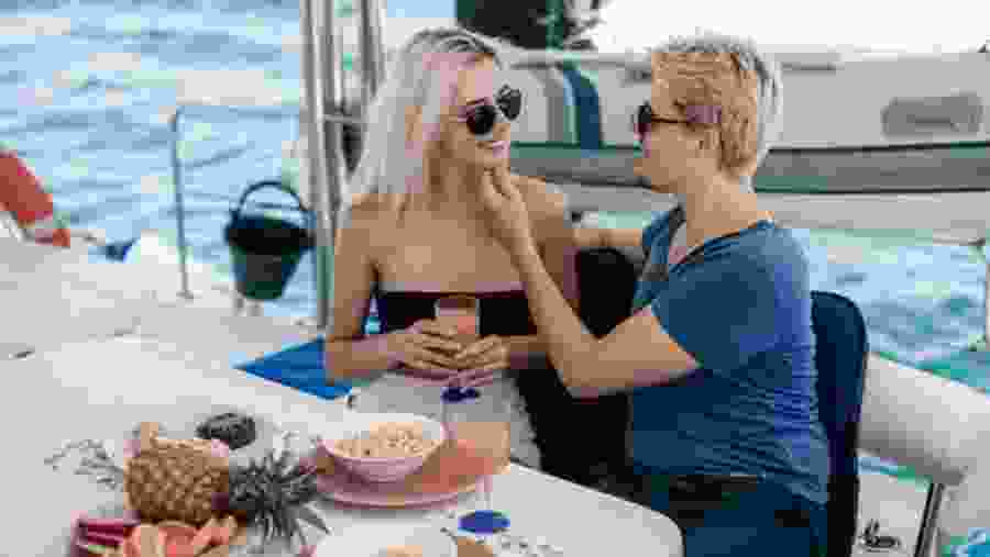 Travelers on their dinner cruise