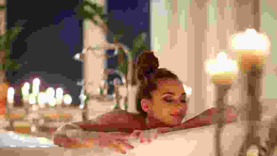 Travellers getting a foam massage