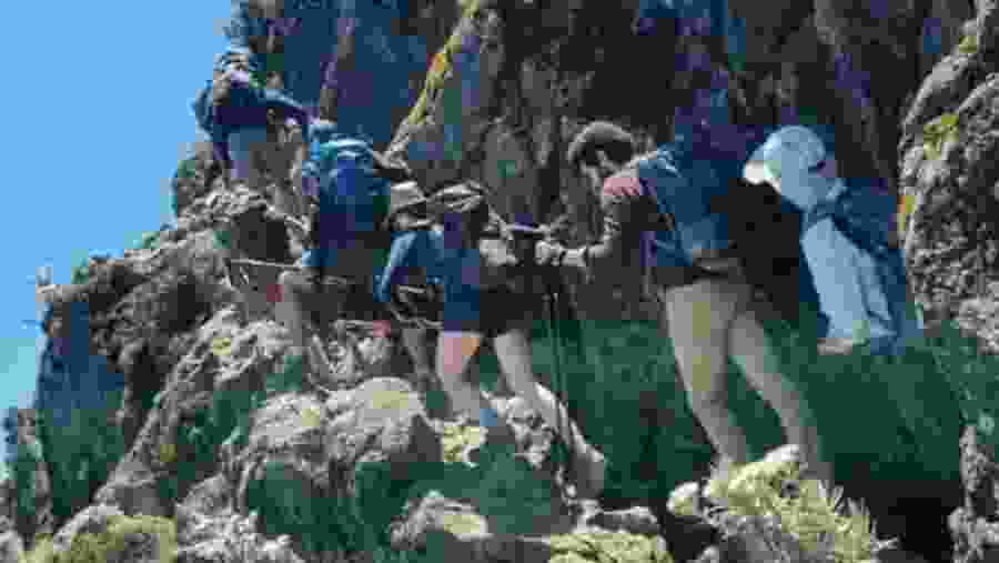Hiking up Mt Kilimanjaro
