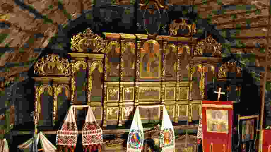 Inside Surdesti monastery