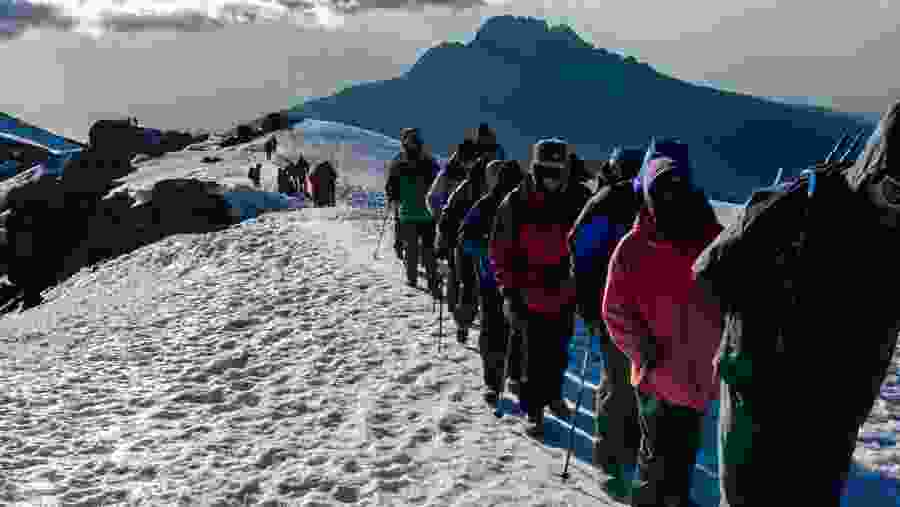 Trekkers on Mount Kilimanjaro