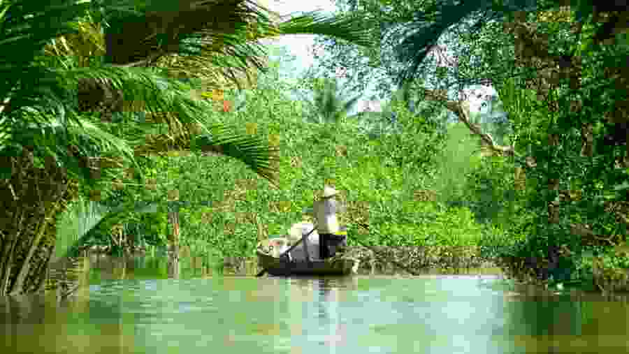 Boats along the Mekong Delta 