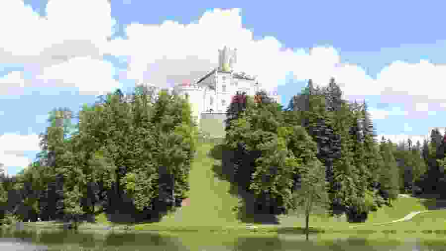 Trakoš?an castle view from the Lake