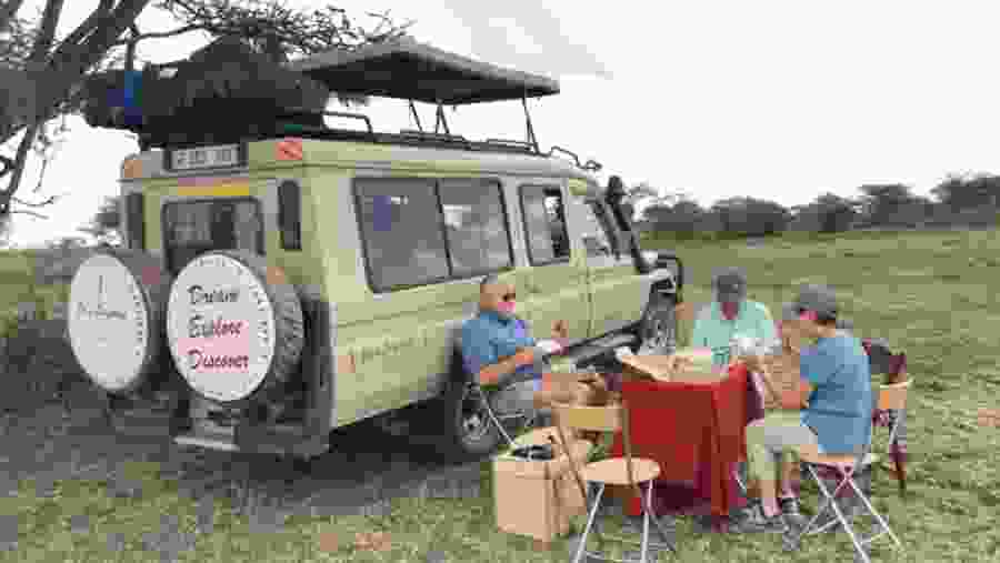 Lunch at picnic site in Serengeti National Park, Tanzania, Africa