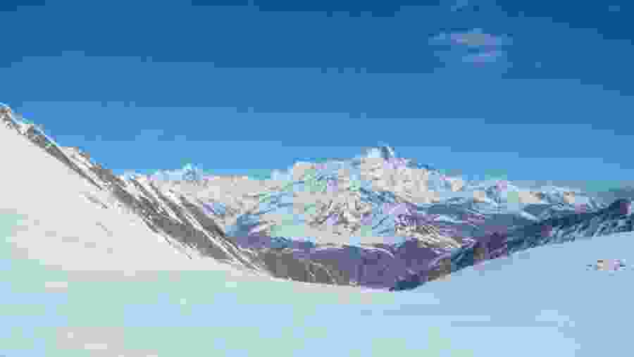 Enjoy making your way up the snow-covered terrain from Gudauri