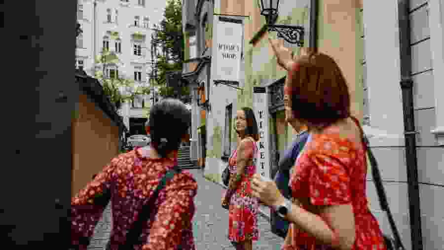 In one of the narrow alleyways of the Jewish Quarter.