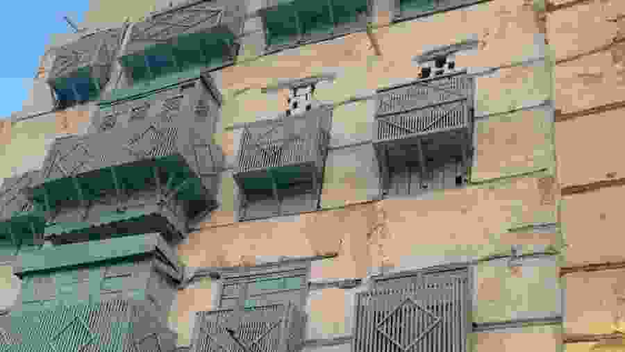 Windows of a house in the city