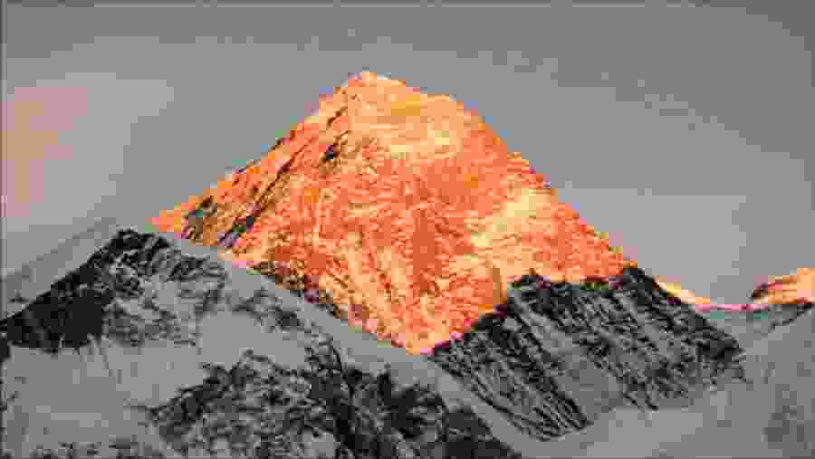 View of the snow peaks of Everest