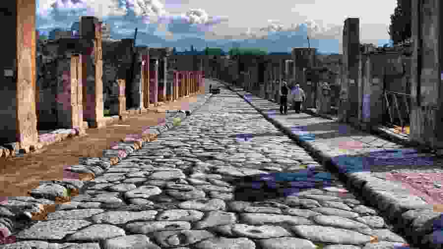 Walking the cobbled pathways