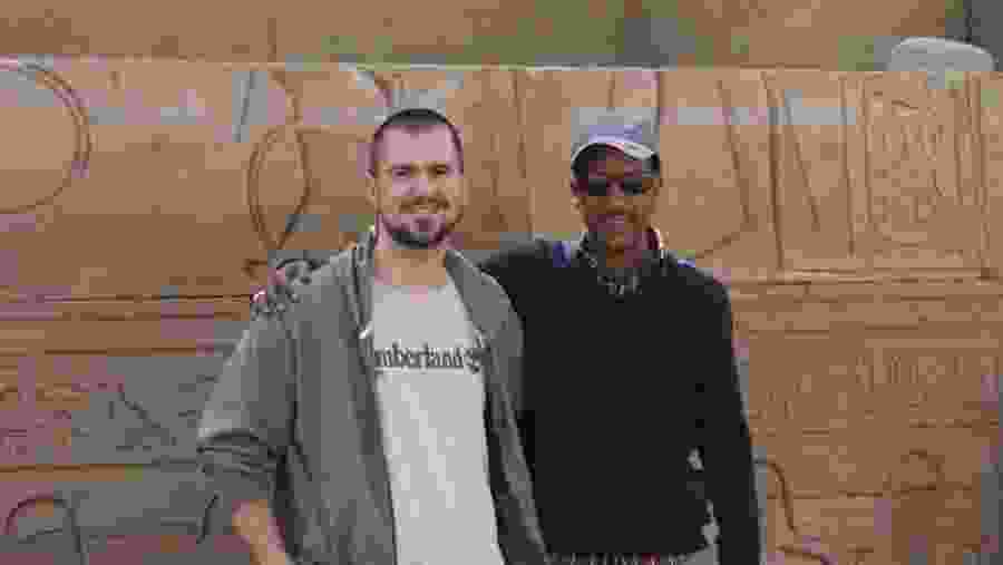 Happy Tourist with the guide