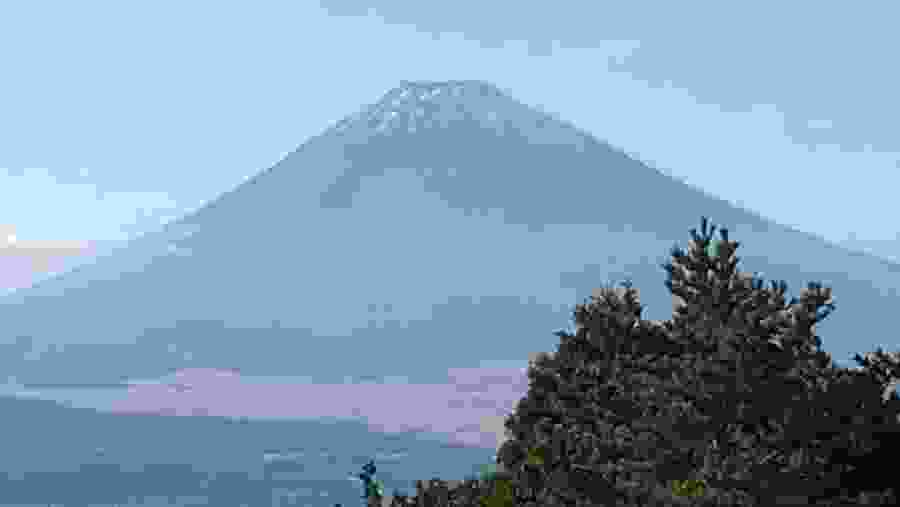 Fuji from Yamanaka Castle Ruins (weather permitting)