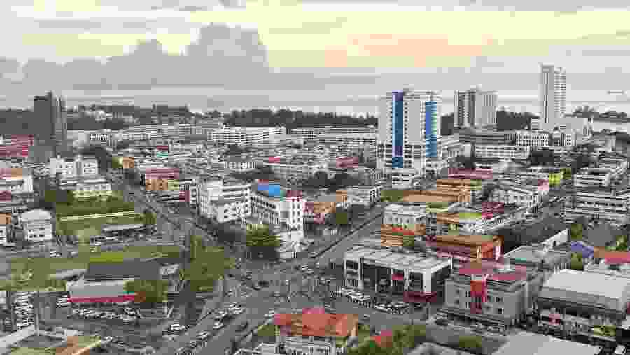 Miri city aerial view