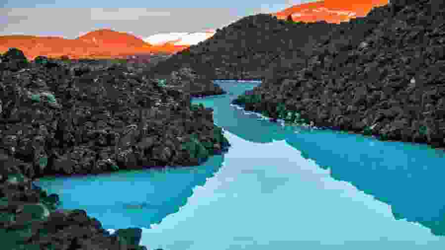 The Blue Lagoon at sunset, providing a relaxing experience