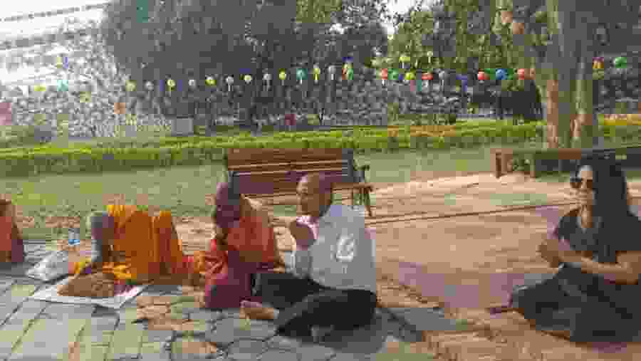 Buddhist Monk visit with our guide in Boddha Tour.