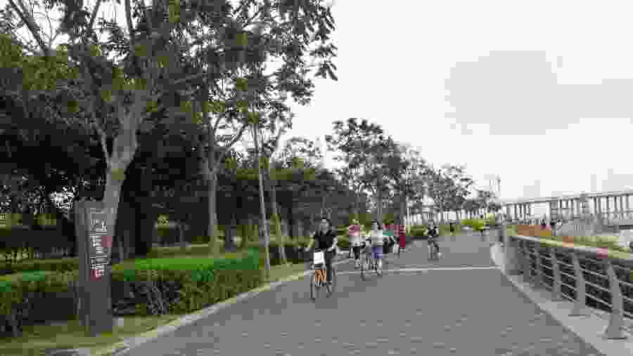 Cycling around the park