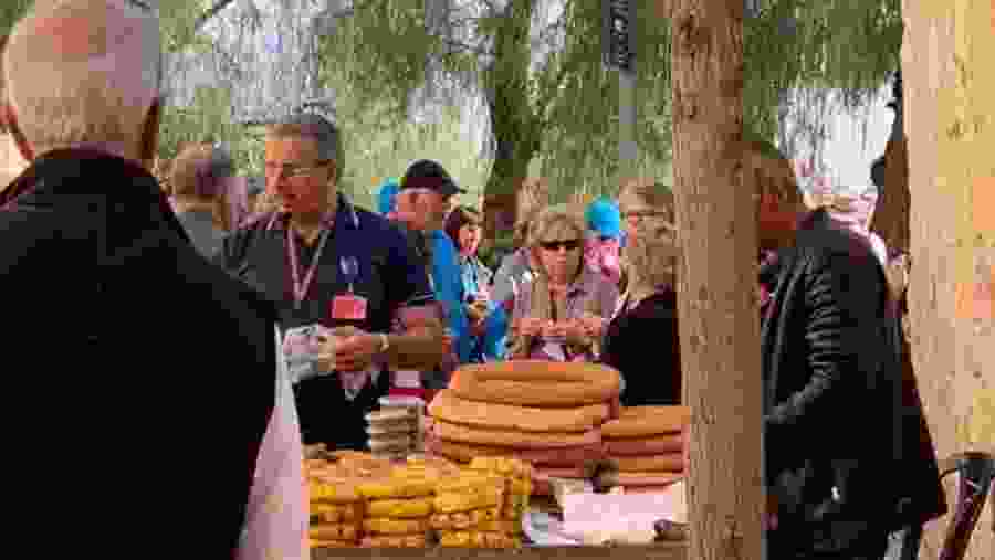 Tourists enjoying food