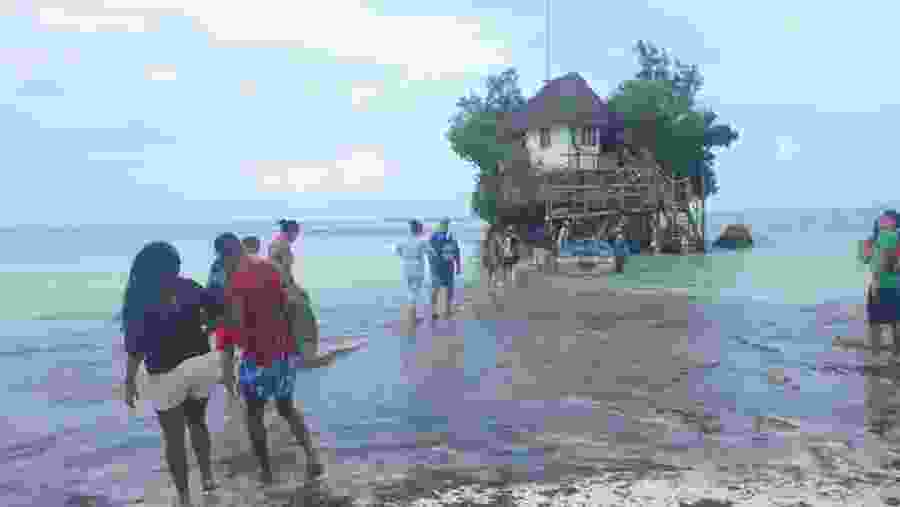 Walk to the Rock Restaurant, Zanzibar