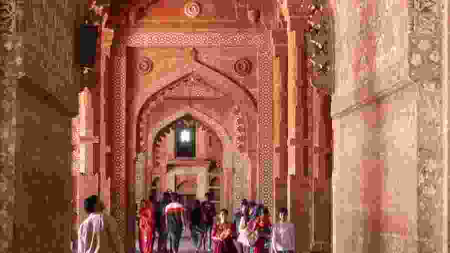 Tourist are watching inside part of Fatehpur Sikri.