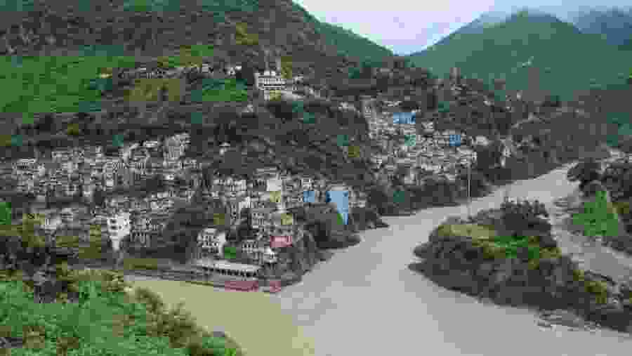 Confluence of Alaknanda and Bhagirathi