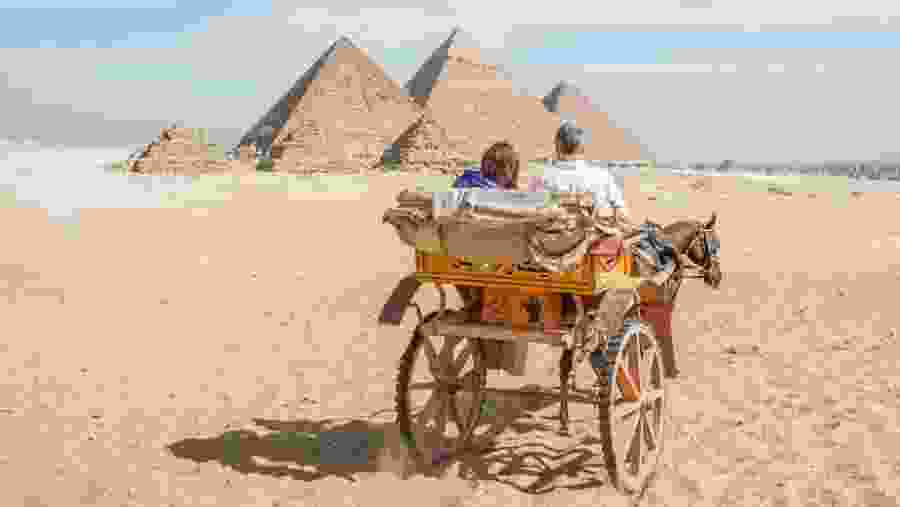 Travelers at the Giza Necropolis