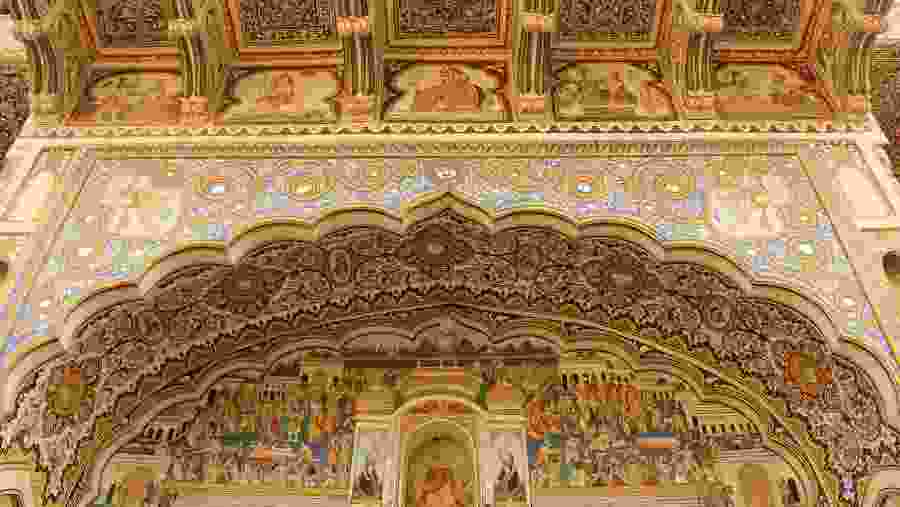 Hand Painted with religious scene on the wall in Mandawa Town