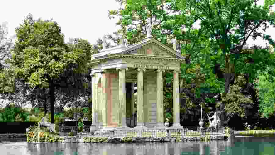Visit the Temple of Aesculapius at Villa Borghese Garden