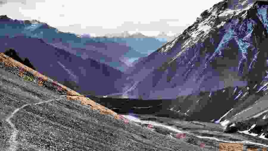 Mountain peaks visible from the trek