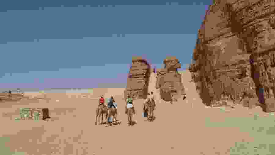 Camel ride in the desert