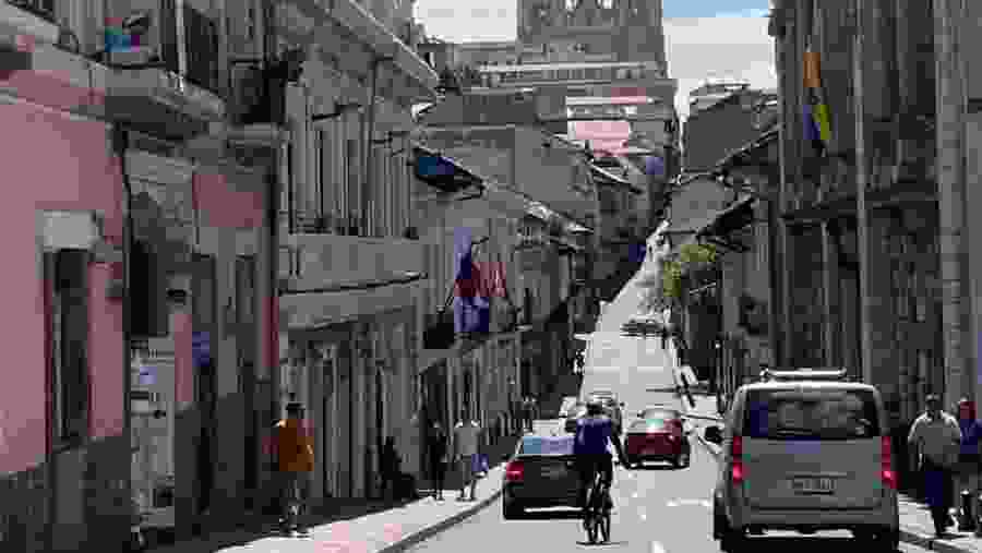 Venezuela street with the Nationa Basilica atop.