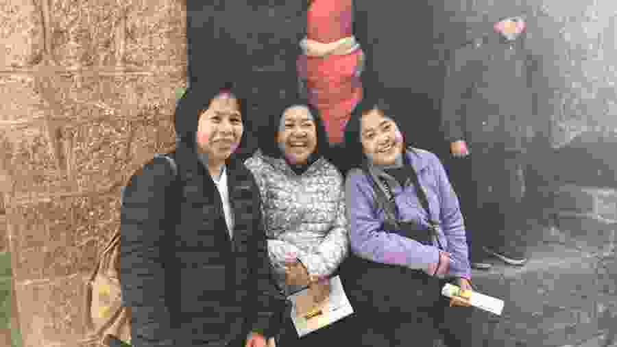Happy tourists
