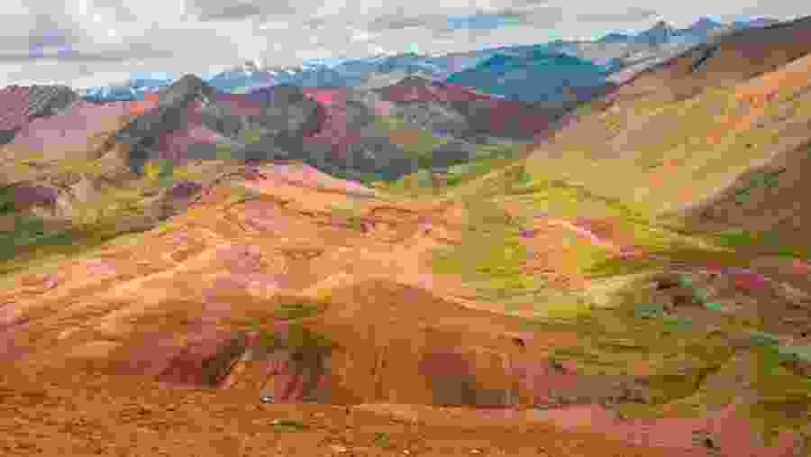 See the panoramic views of the Rainbow Mountains