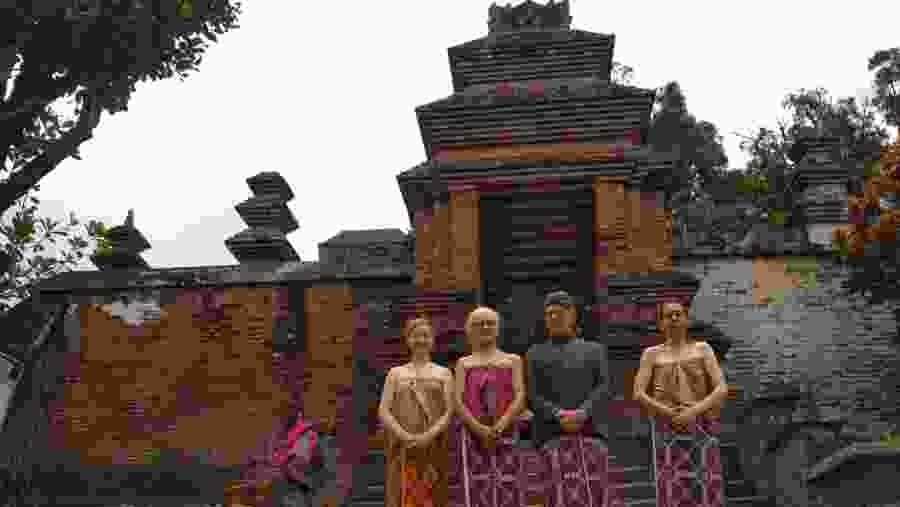 Tourists posing for a photo