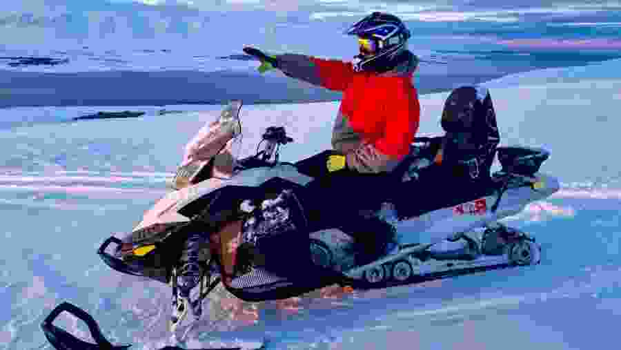 Snowmobile ride in Iceland landscapes