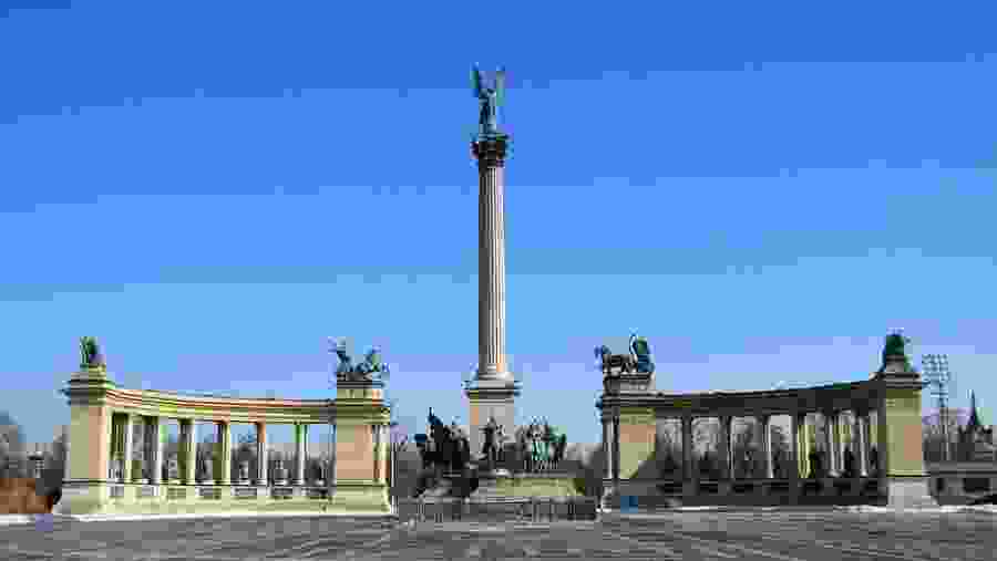 The iconic Heroes' Square in Budapest