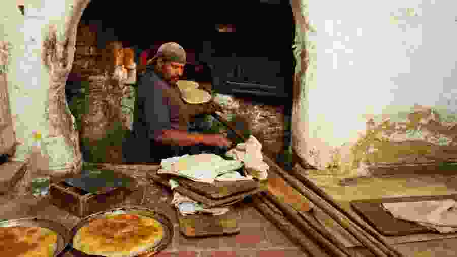 Cooking Bread in Traditional Way