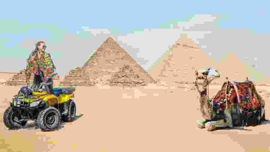 Travelers in ATVs at Giza