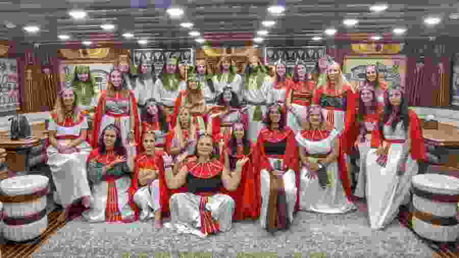 Travelers cosplaying Nefertari