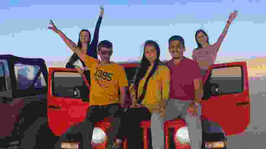 Travellers sitting on top