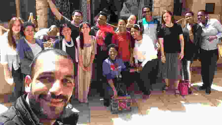 Happy Tourists with Guide