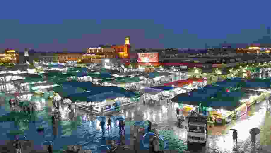 Market during rainy night