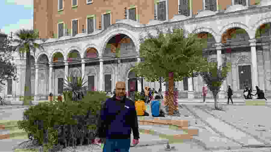 Traveller next to the Cairo Citadel