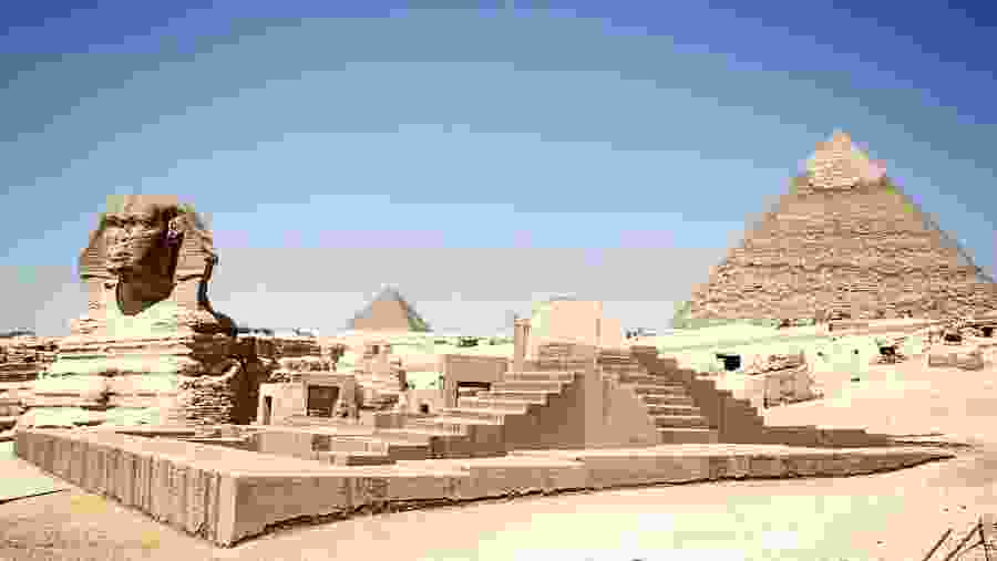 A view of the Sphinx and the Pyramids