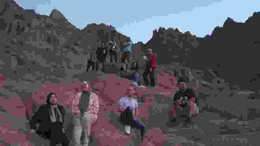 Tourists exploring desert