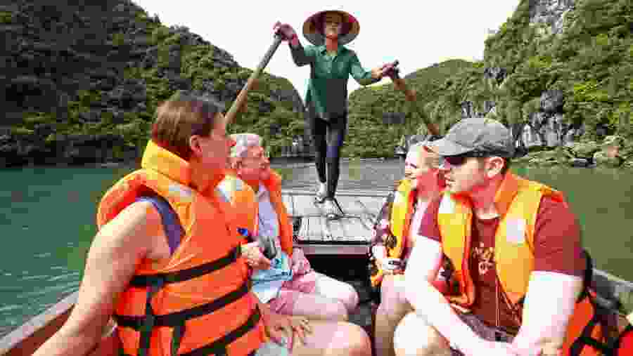 Bamboo Boat On Lan Ha Bay