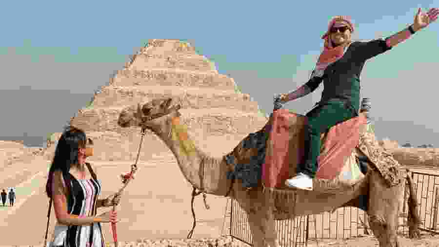 Guests in front of the Step Pyramid