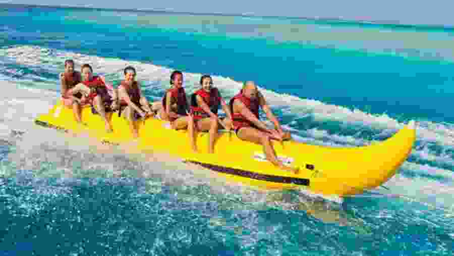 Travellers on a banana boat