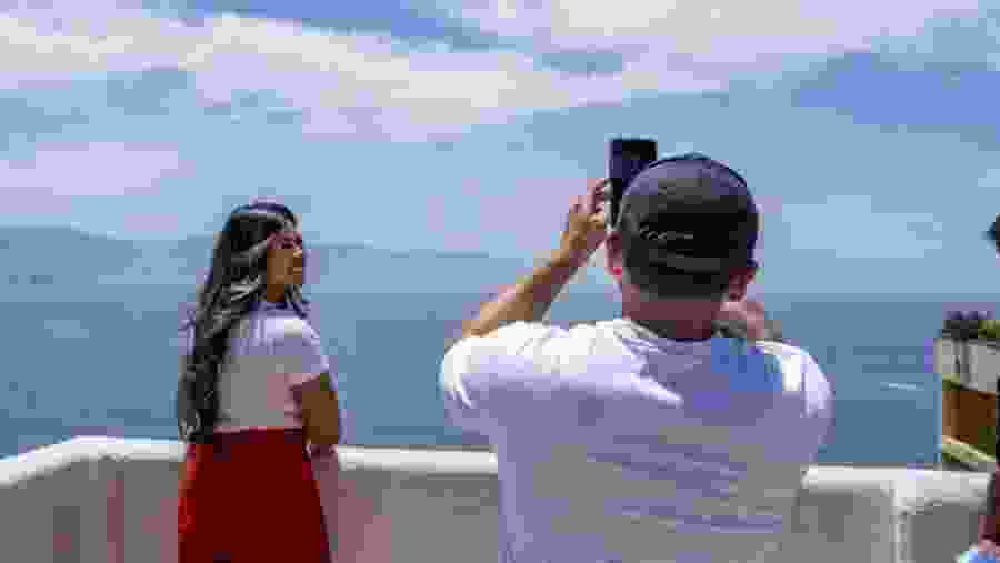 Travelers taking pipctures