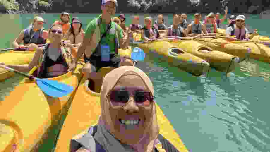 Kayaking with our tour guide