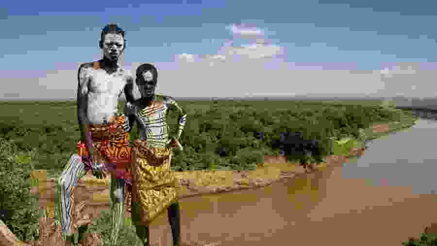 Colorful face painting of the Karo tribe